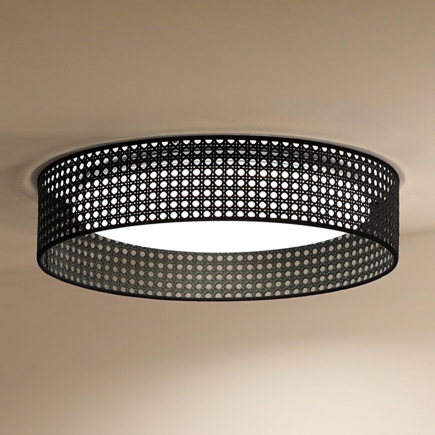 Duolla - LED Stropna svjetiljka ROLLER RATTAN LED/24W/230V pr. 45 cm crna