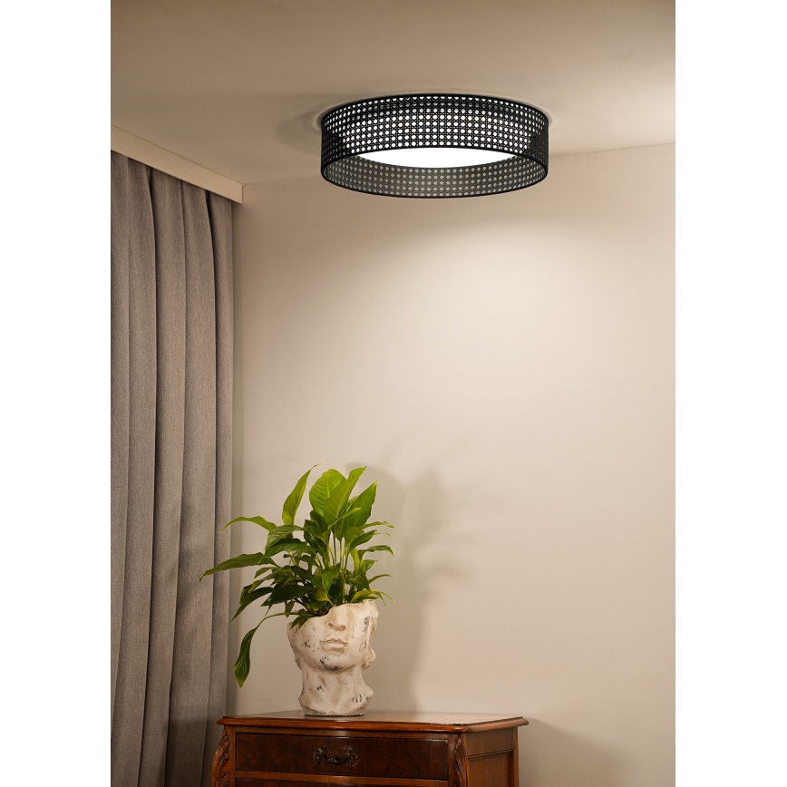 Duolla - LED Stropna svjetiljka ROLLER RATTAN LED/24W/230V pr. 45 cm crna