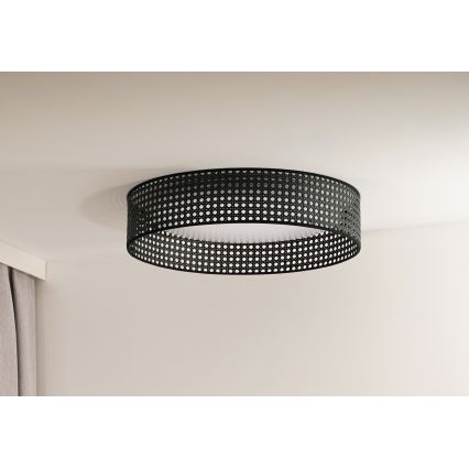 Duolla - LED Stropna svjetiljka ROLLER RATTAN LED/24W/230V pr. 45 cm crna
