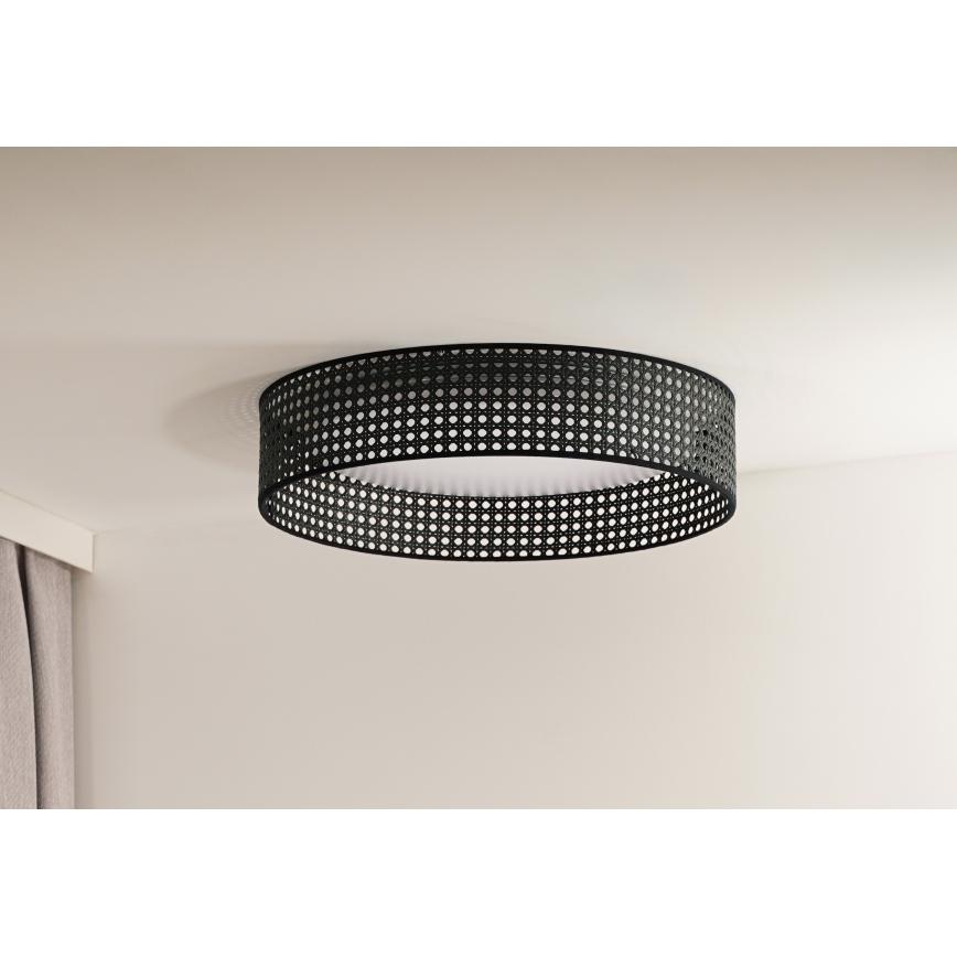 Duolla - LED Stropna svjetiljka ROLLER RATTAN LED/24W/230V pr. 45 cm crna