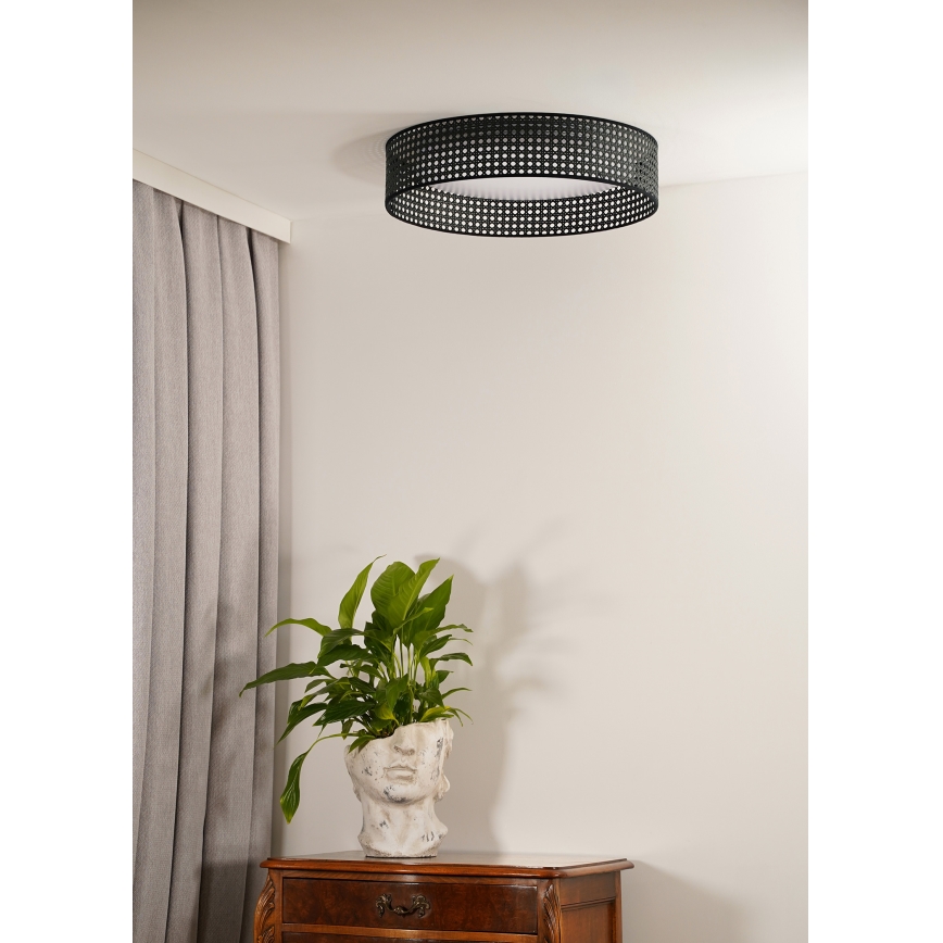 Duolla - LED Stropna svjetiljka ROLLER RATTAN LED/24W/230V pr. 45 cm crna