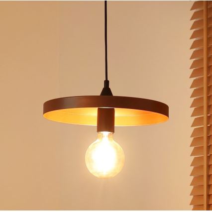 Duolla - Luster na kabelu IRONLINE 1xE27/15W/230V Ø 30 cm bakar/crna