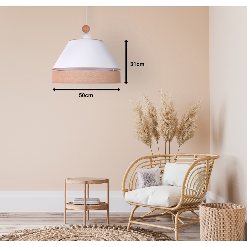 Duolla - Luster na sajli AVIGNON 1xE27/15W/230V pr. 50 cm bijela/smeđa