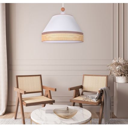 Duolla - Luster na sajli AVIGNON 1xE27/15W/230V pr. 60 cm bijela/ratan