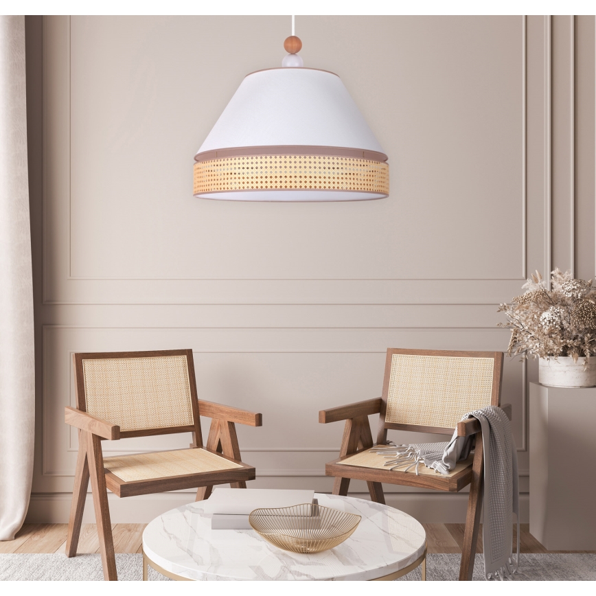 Duolla - Luster na sajli AVIGNON 1xE27/15W/230V pr. 60 cm bijela/ratan