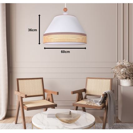 Duolla - Luster na sajli AVIGNON 1xE27/15W/230V pr. 60 cm bijela/ratan