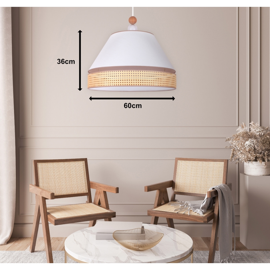 Duolla - Luster na sajli AVIGNON 1xE27/15W/230V pr. 60 cm bijela/ratan