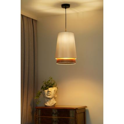 Duolla - Luster na sajli BELL SHINY 1xE27/15W/230V pr. 25 cm bijela/bakrena