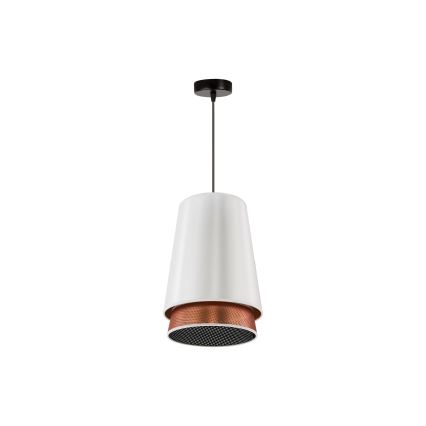 Duolla - Luster na sajli BELL SHINY 1xE27/15W/230V pr. 25 cm bijela/bakrena