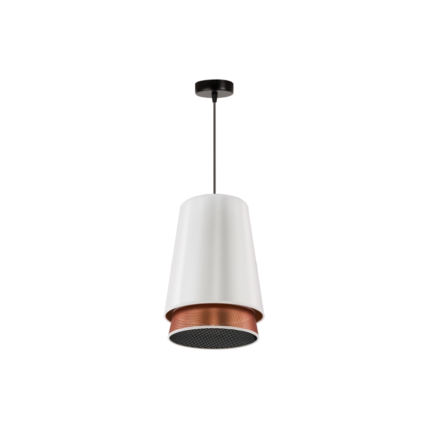 Duolla - Luster na sajli BELL SHINY 1xE27/15W/230V pr. 25 cm bijela/bakrena