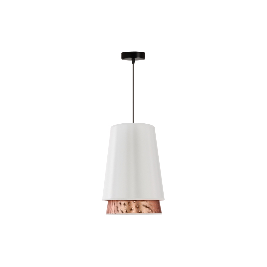 Duolla - Luster na sajli BELL SHINY 1xE27/15W/230V pr. 25 cm bijela/bakrena