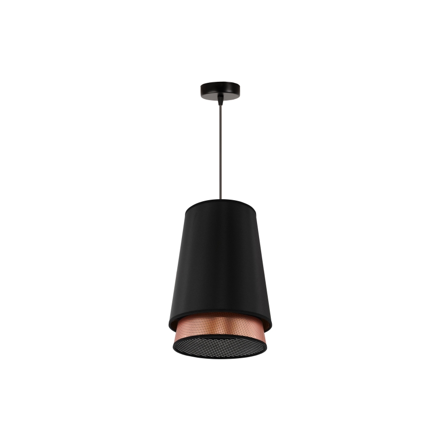 Duolla - Luster na sajli BELL SHINY 1xE27/15W/230V pr. 25 cm crna/bakrena