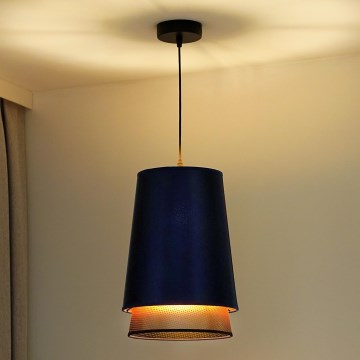 Duolla - Luster na sajli BELL SHINY 1xE27/15W/230V pr. 25 cm plava/bakrena