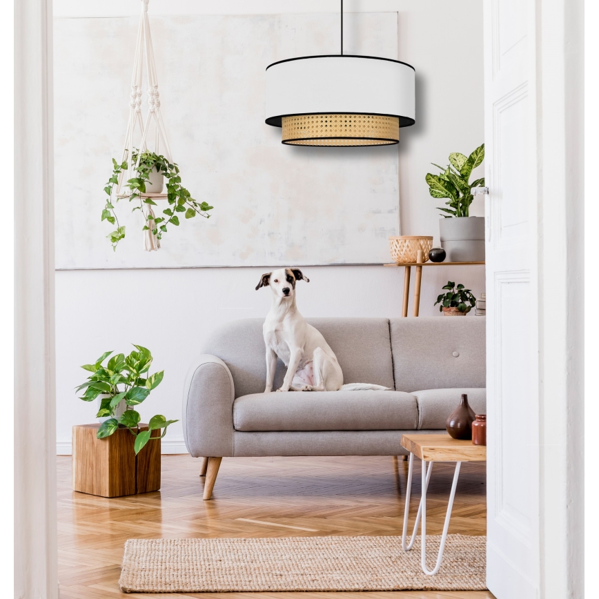 Duolla - Luster na sajli BOHO 1xE27/15W/230V pr. 45 cm bijela/ratan