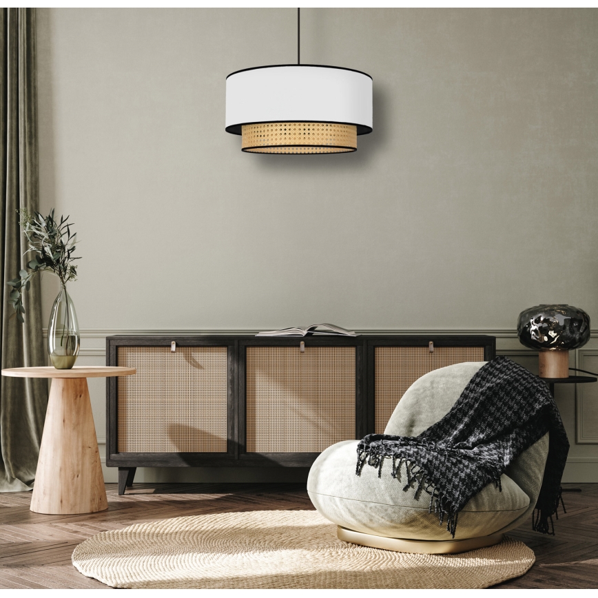Duolla - Luster na sajli BOHO 1xE27/15W/230V pr. 45 cm bijela/ratan