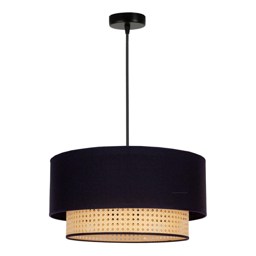 Duolla - Luster na sajli BOHO 1xE27/15W/230V pr. 45 cm crna/ratan