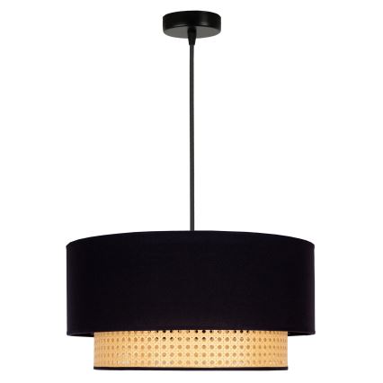 Duolla - Luster na sajli BOHO 1xE27/15W/230V pr. 45 cm crna/ratan