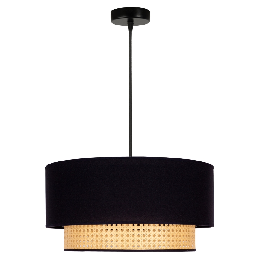 Duolla - Luster na sajli BOHO 1xE27/15W/230V pr. 45 cm crna/ratan