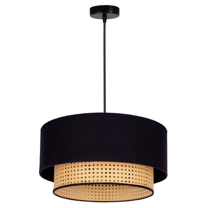 Duolla - Luster na sajli BOHO 1xE27/15W/230V pr. 45 cm crna/ratan