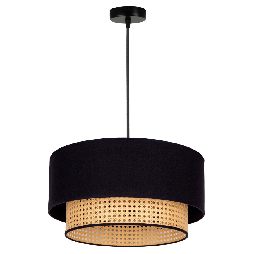 Duolla - Luster na sajli BOHO 1xE27/15W/230V pr. 45 cm crna/ratan