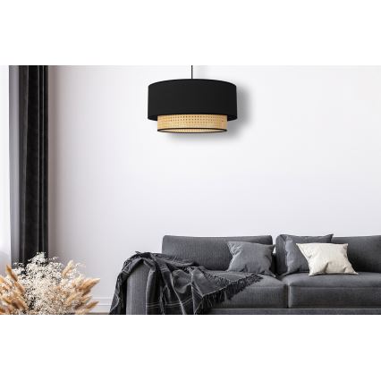 Duolla - Luster na sajli BOHO 1xE27/15W/230V pr. 45 cm crna/ratan