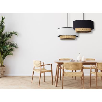 Duolla - Luster na sajli BOHO 1xE27/15W/230V pr. 45 cm crna/ratan