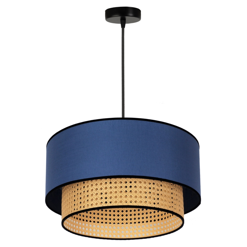 Duolla - Luster na sajli BOHO 1xE27/15W/230V pr. 45 cm plava/ratan