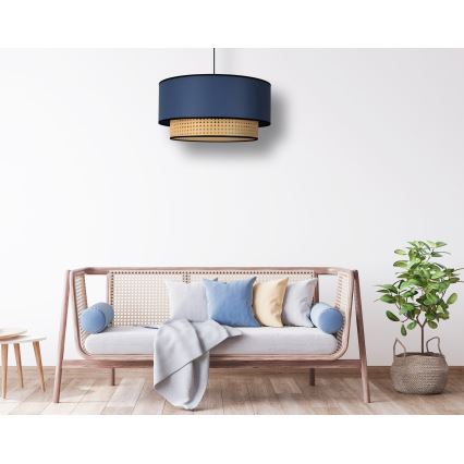 Duolla - Luster na sajli BOHO 1xE27/15W/230V pr. 45 cm plava/ratan