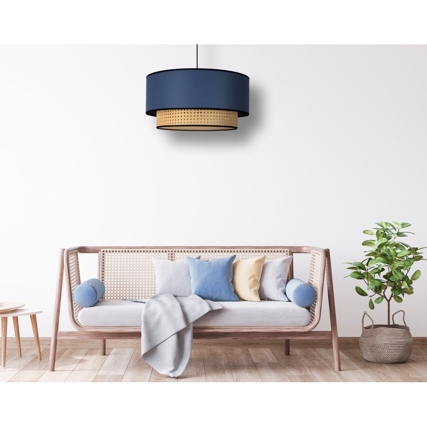 Duolla - Luster na sajli BOHO 1xE27/15W/230V pr. 45 cm plava/ratan