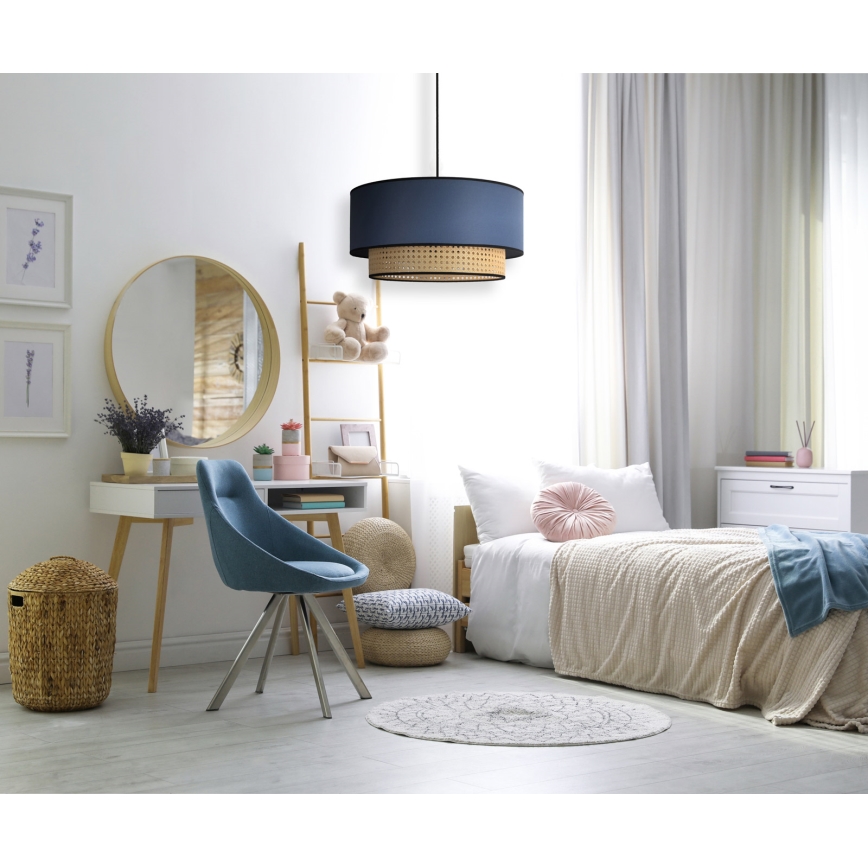 Duolla - Luster na sajli BOHO 1xE27/15W/230V pr. 45 cm plava/ratan