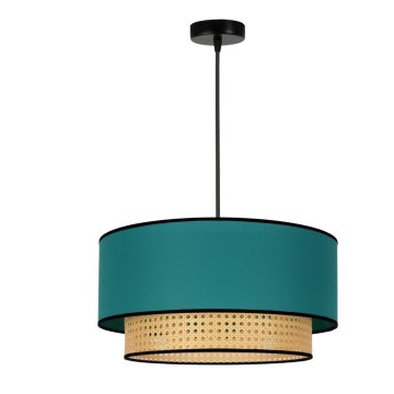 Duolla - Luster na sajli BOHO 1xE27/15W/230V pr. 45 cm tirkizna/ratan