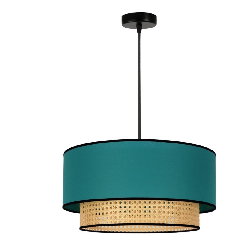 Duolla - Luster na sajli BOHO 1xE27/15W/230V pr. 45 cm tirkizna/ratan