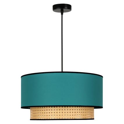 Duolla - Luster na sajli BOHO 1xE27/15W/230V pr. 45 cm tirkizna/ratan