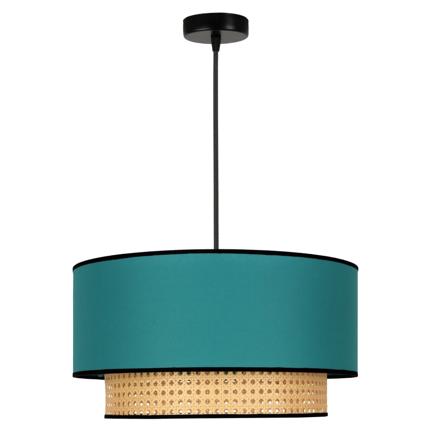 Duolla - Luster na sajli BOHO 1xE27/15W/230V pr. 45 cm tirkizna/ratan