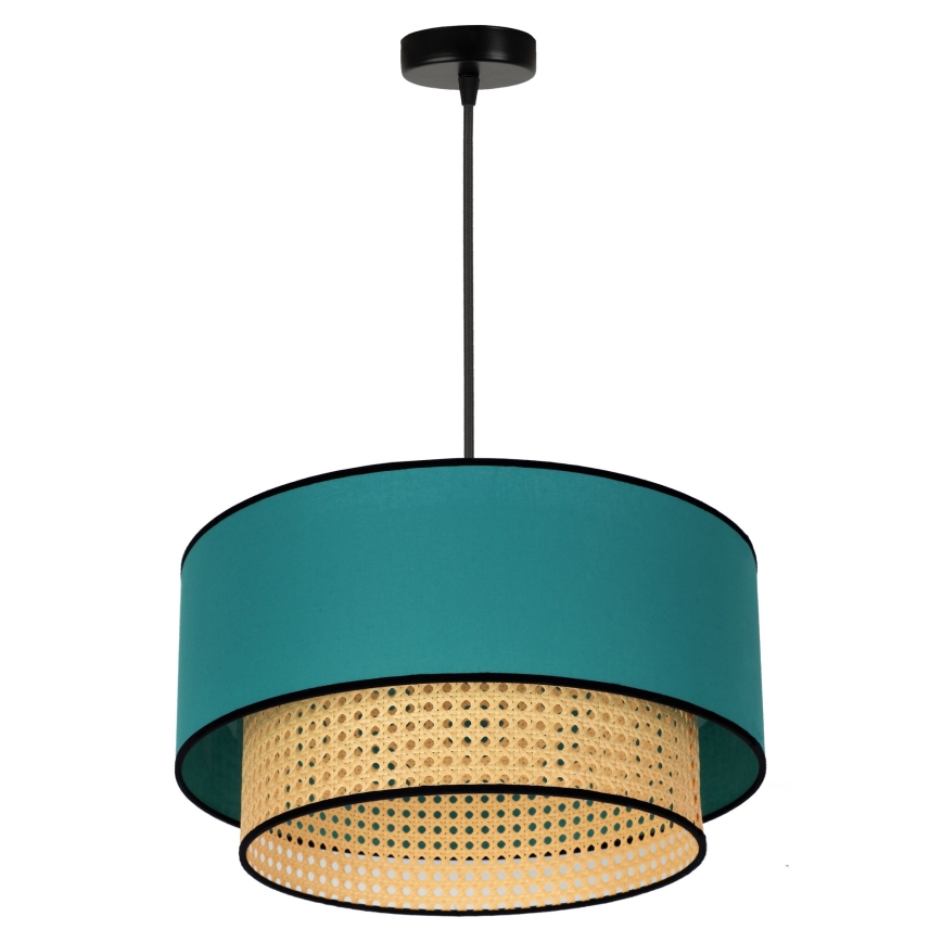 Duolla - Luster na sajli BOHO 1xE27/15W/230V pr. 45 cm tirkizna/ratan