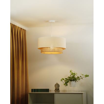 Duolla - Luster na sajli BOHO 1xE27/40W/230V pr. 45 cm krem/smeđa