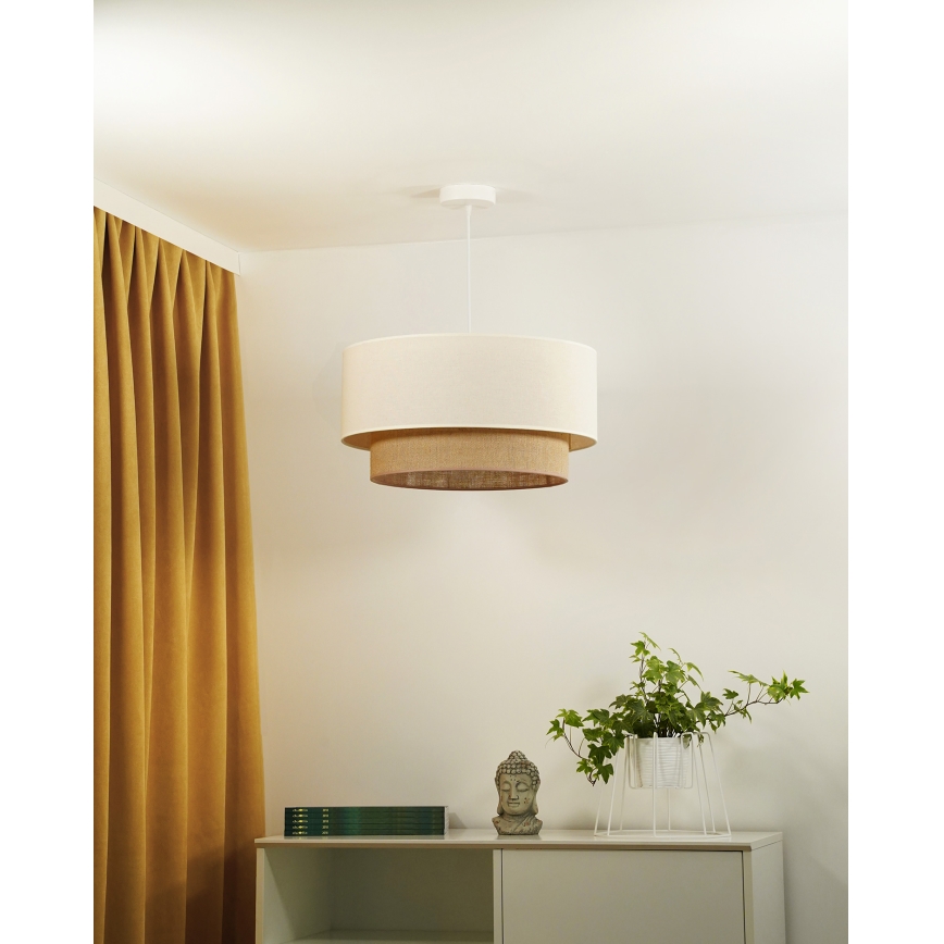 Duolla - Luster na sajli BOHO 1xE27/40W/230V pr. 45 cm krem/smeđa
