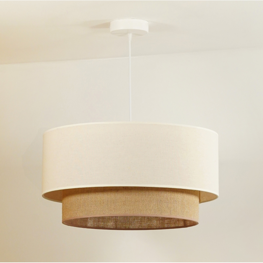 Duolla - Luster na sajli BOHO 1xE27/40W/230V pr. 45 cm krem/smeđa