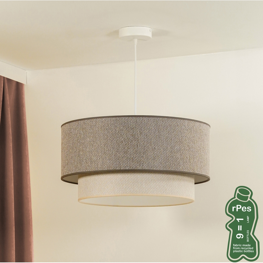 Duolla - Luster na sajli BOHO ECO RECYCLING 1xE27/15W/230V pr. 45 cm smeđa/krem