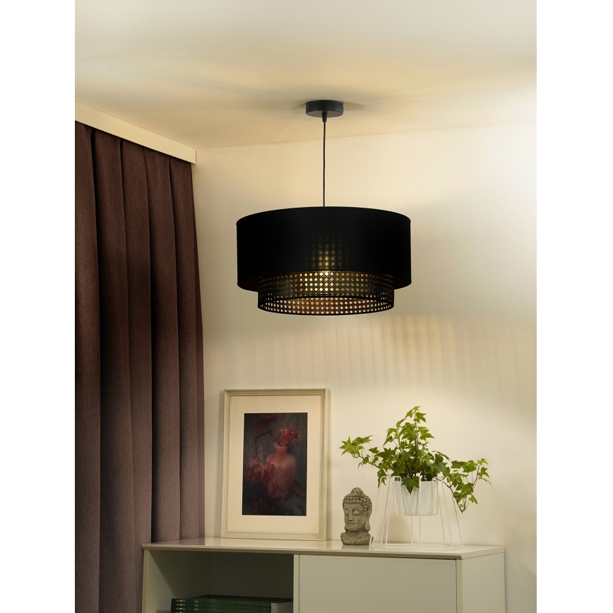 Duolla - Luster na sajli BOHO RATTAN 1xE27/15W/230V pr. 45 cm crna