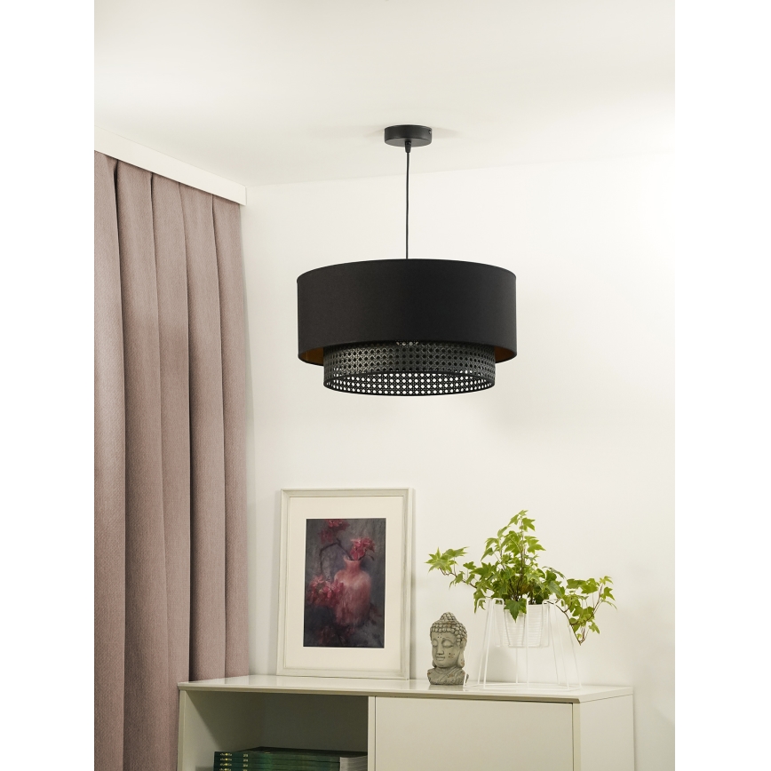 Duolla - Luster na sajli BOHO RATTAN 1xE27/15W/230V pr. 45 cm crna