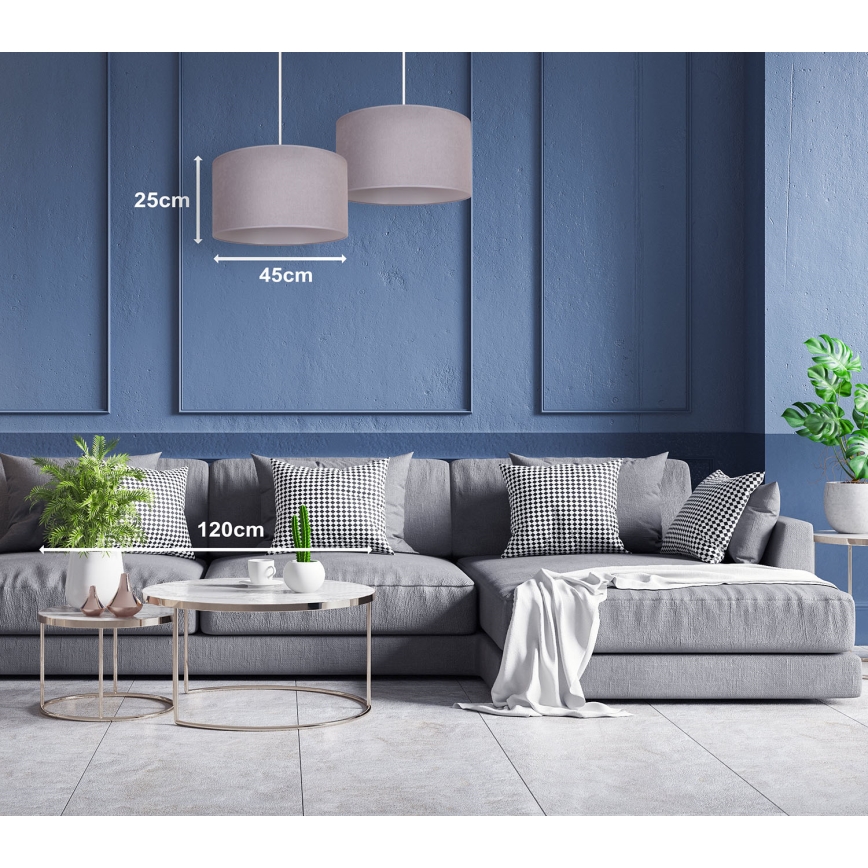 Duolla - Luster na sajli BRISTOL 1xE27/40W/230V pr. 45 cm siva