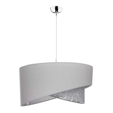 Duolla - Luster na sajli CELLO 1xE27/40W/230V pr. 45 cm siva/čipka