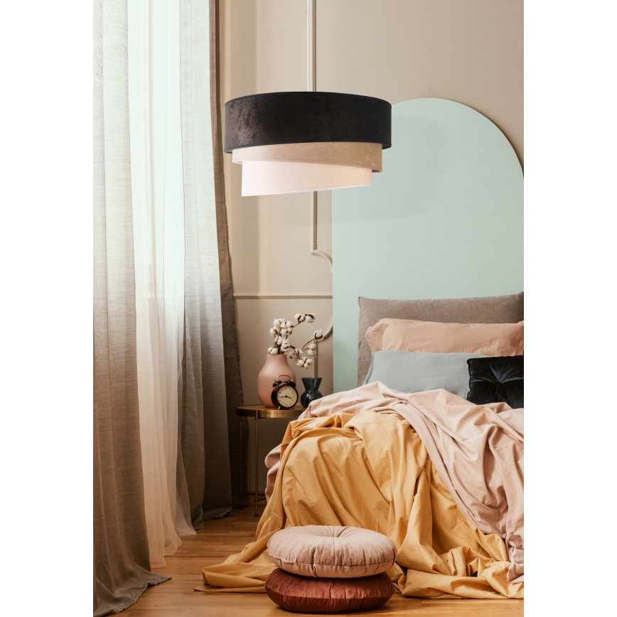 Duolla - Luster na sajli DEVON 1xE27/40W/230V pr. 45 cm crna/bež
