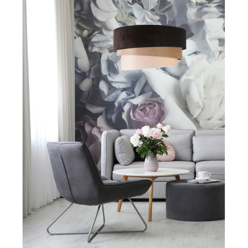 Duolla - Luster na sajli DEVON 1xE27/40W/230V pr. 45 cm crna/bež