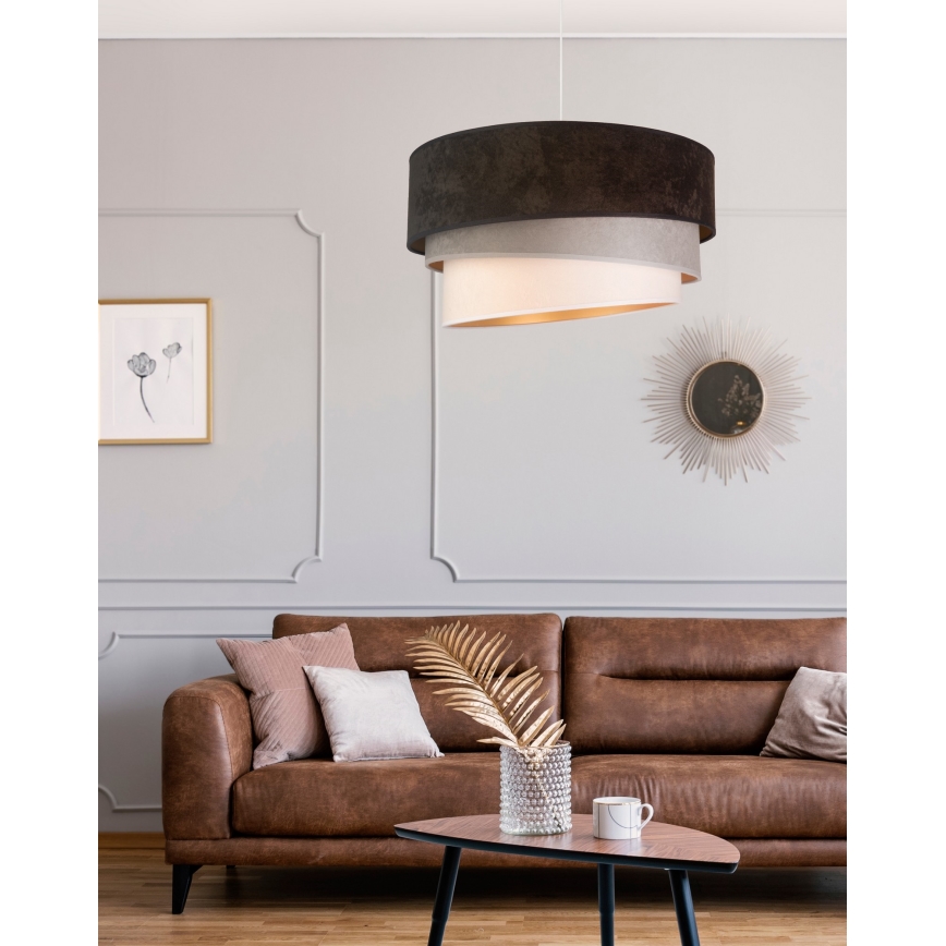 Duolla - Luster na sajli DEVON 1xE27/40W/230V pr. 45 cm crna/siva/bež