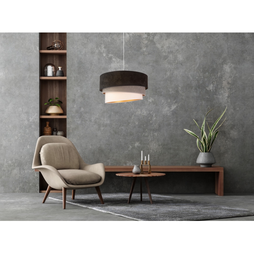 Duolla - Luster na sajli DEVON 1xE27/40W/230V pr. 45 cm crna/siva/bež
