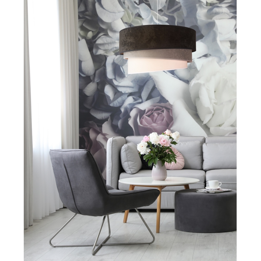 Duolla - Luster na sajli DEVON 1xE27/40W/230V pr. 45 cm crna/siva/bež