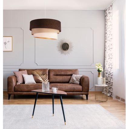 Duolla - Luster na sajli DEVON 1xE27/40W/230V pr. 45 cm smeđa/bež
