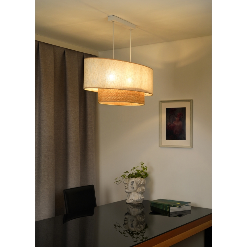 Duolla - Luster na sajli DOUBLE OVAL NATURE 2xE27/15W/230V krem/bež